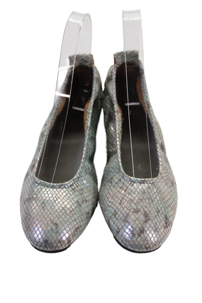 Arche Womens Snakeskin Print Lilly Ballet Flats Blue Silver Size 37 7