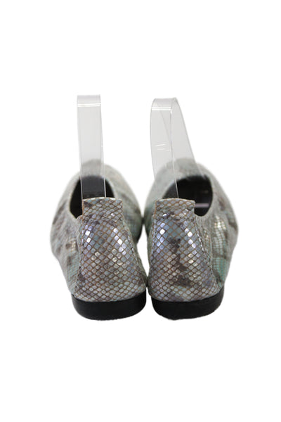 Arche Womens Snakeskin Print Lilly Ballet Flats Blue Silver Size 37 7