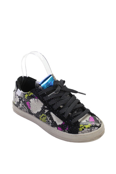 P448 Womens Leather Snakeskin Print Sneakers Multi Colored Size 36 6
