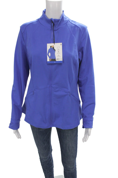 Spyder Womens Blue Windbreaker High Neck Zip Long Sleeve Size L