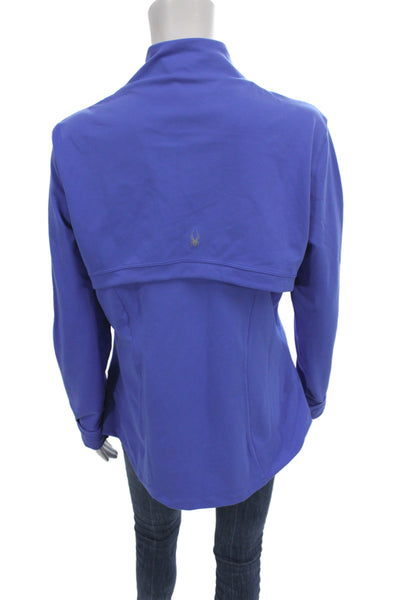 Spyder Womens Blue Windbreaker High Neck Zip Long Sleeve Size L