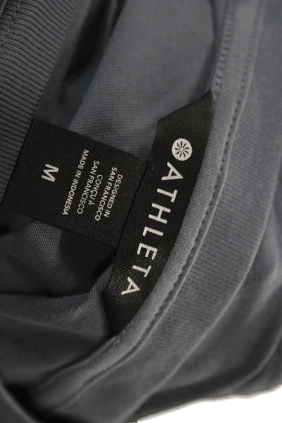 Athleta Women Basic Cotton Crew Neck Button Tank Blue Size M