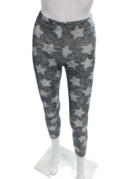 Terez Women Ankle Leggings Dark Gray Stars Print Poly Spandex Size M