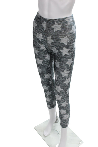 Terez Women Ankle Leggings Dark Gray Stars Print Poly Spandex Size M