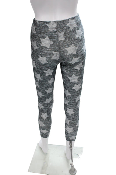 Terez Women Ankle Leggings Dark Gray Stars Print Poly Spandex Size M