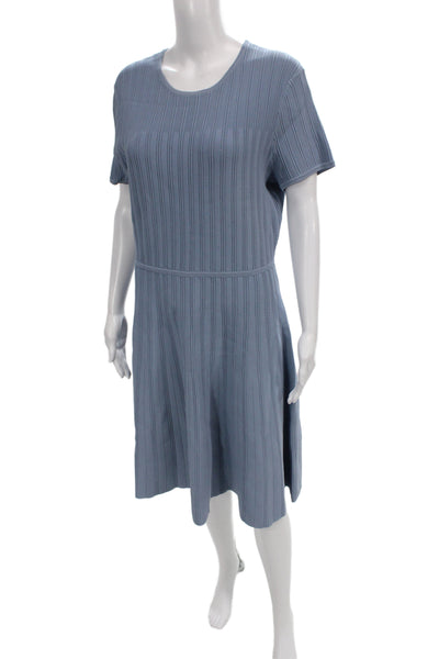 Brooks Brothers Womens Dress Blue Striped Short Sleeve Maxi Size L