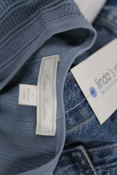 Brooks Brothers Womens Dress Blue Striped Short Sleeve Maxi Size L