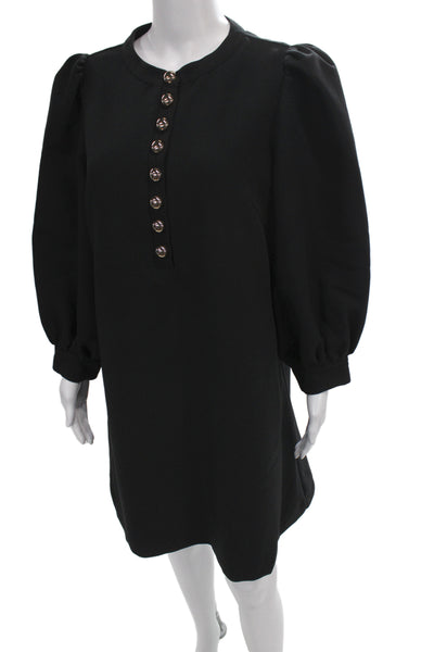 Pomander Place Womens Shift Dress Black Long Sleeve Round Neck Size L