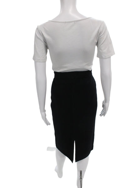 Kilte Women Straight Pencil Skirt Black Cashmere Knee Length Size 2