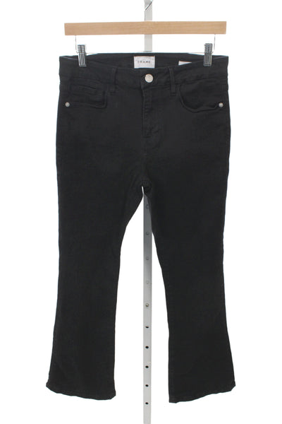 Frame Women Cropped Straight Black Mid Rise Jeans Size 29