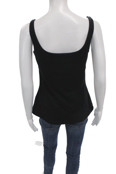 Susana Monaco Women Camisole Square Neck Black Cotton Spandex Size L