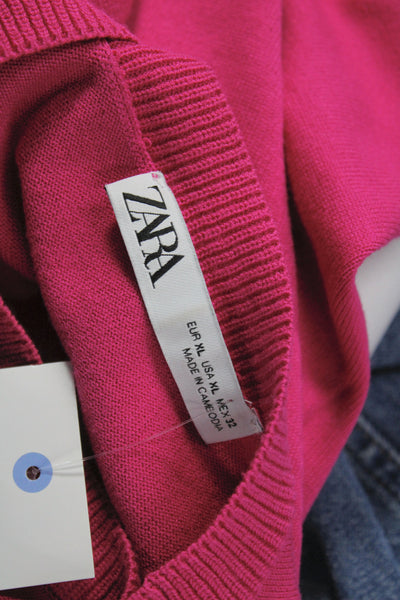 Zara Womens Basic Pink Crew Neck Short Sleeve T-Shirt Size XL
