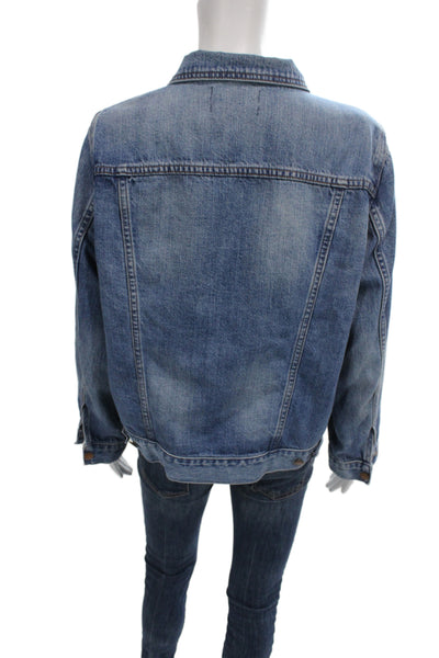 Madewell Womens Blue Cotton Collared Button Long Sleeve Jacket Size L