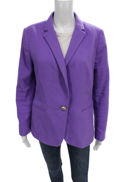 Ann Taylor Women's Cotton Collard Button  Blazer Purple Size 12P