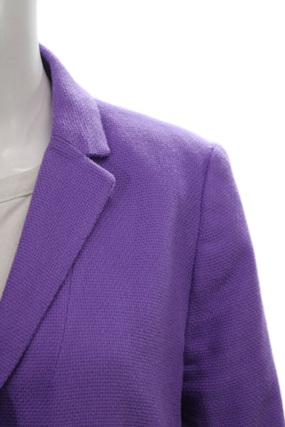 Ann Taylor Women's Cotton Collard Button  Blazer Purple Size 12P