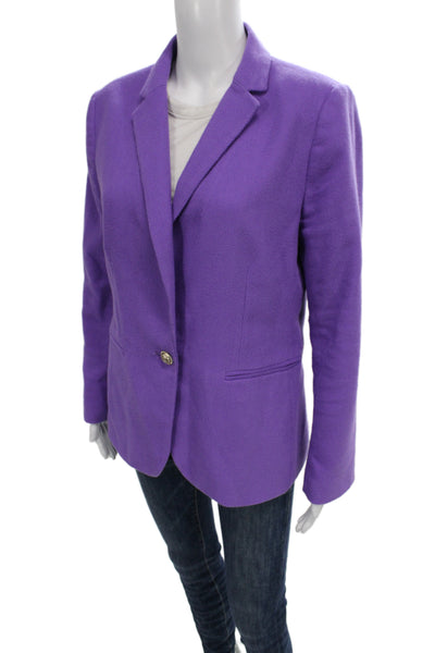 Ann Taylor Women's Cotton Collard Button  Blazer Purple Size 12P