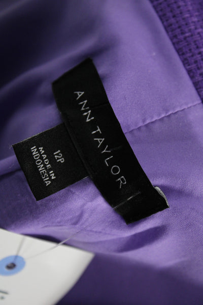 Ann Taylor Women's Cotton Collard Button  Blazer Purple Size 12P