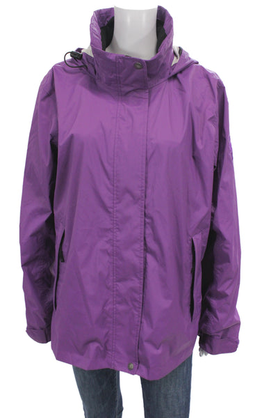 Aigle Women Purple Raincoat Windbreaker Button High Neck Polyamide Size 16