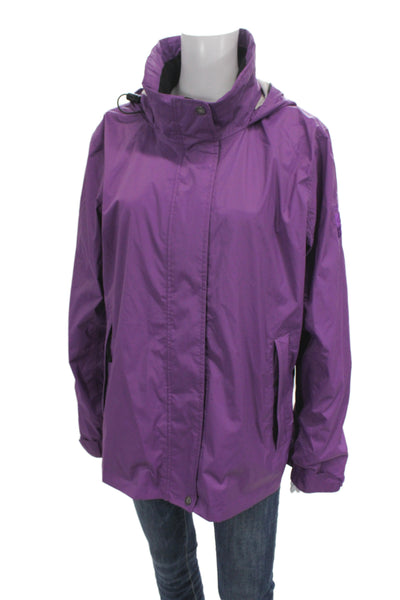 Aigle Women Purple Raincoat Windbreaker Button High Neck Polyamide Size 16