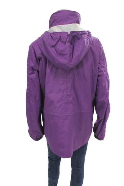 Aigle Women Purple Raincoat Windbreaker Button High Neck Polyamide Size 16