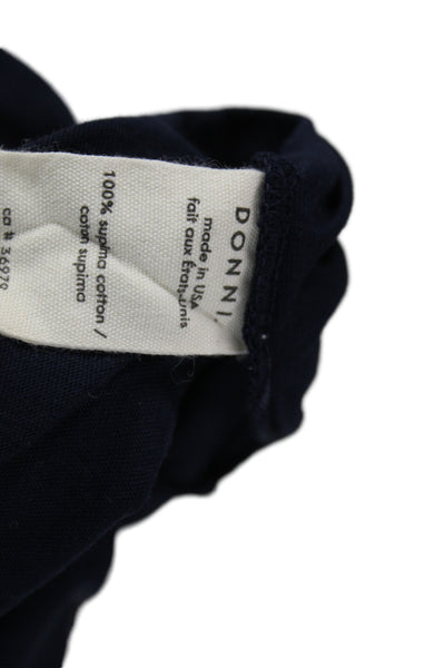 Donni Women Basic T-Shirt Dark Blue Supima Cotton Crew Neck Short Sleeve Size M