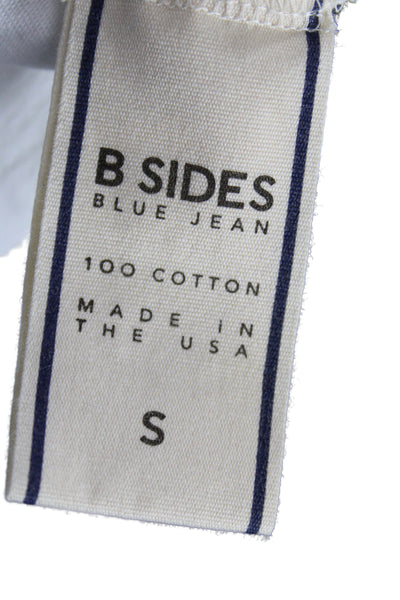 B Sides Women Basic White Solid Cotton Crew Neck Long Sleeve T-Shirt Size S