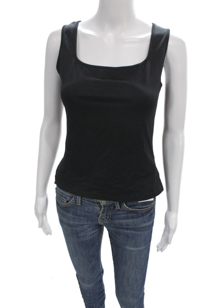 Anne Fontaine Women Black Square Neck Jersey Tank Size 42
