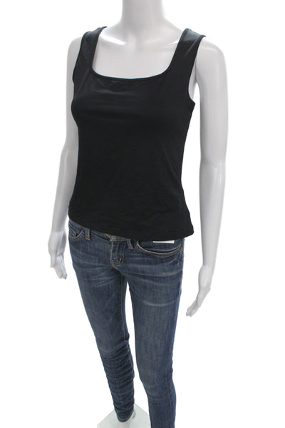Anne Fontaine Women Black Square Neck Jersey Tank Size 42