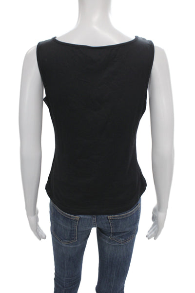 Anne Fontaine Women Black Square Neck Jersey Tank Size 42