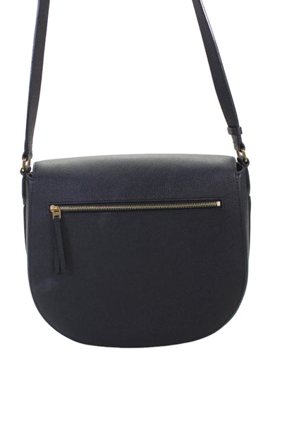 Celine Womens Leather Gold Tone Flap Crossbody Shoulder Handbag Black