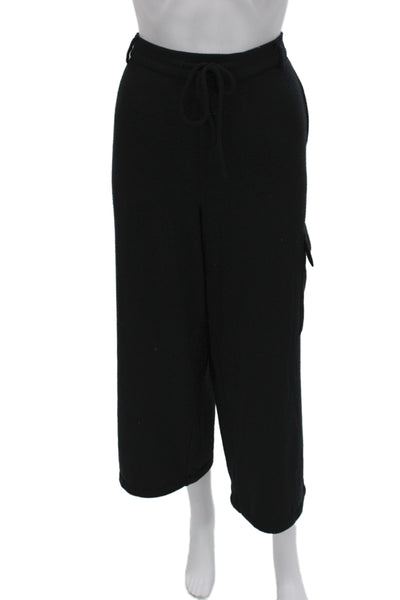 Donni Women Cargo Sweatpants Black Drawstring Solid Rayon Blend Size M