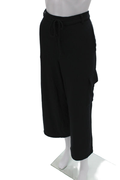 Donni Women Cargo Sweatpants Black Drawstring Solid Rayon Blend Size M