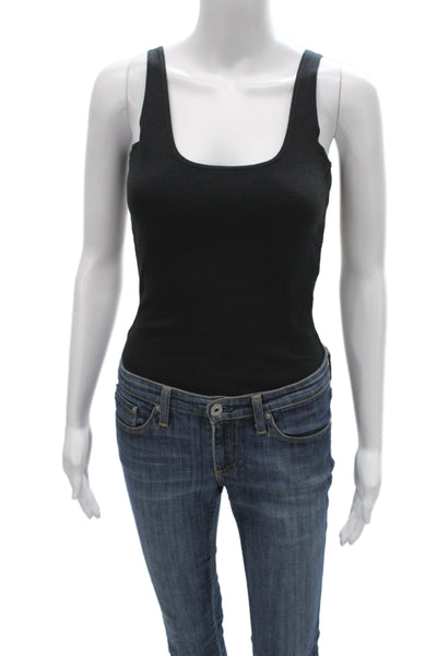 Naadam Women Sleeveless Square Neck One Piece Top Black Cashmere Blend Size M