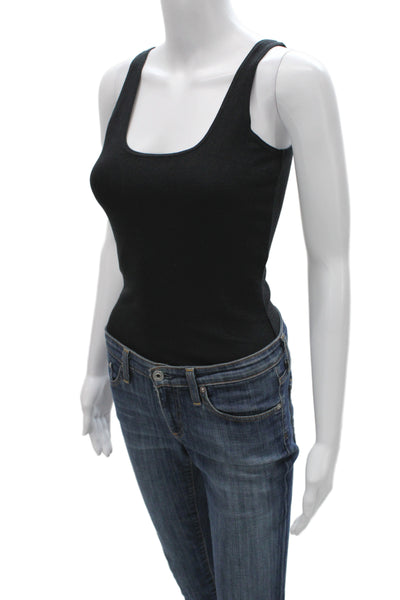 Naadam Women Sleeveless Square Neck One Piece Top Black Cashmere Blend Size M