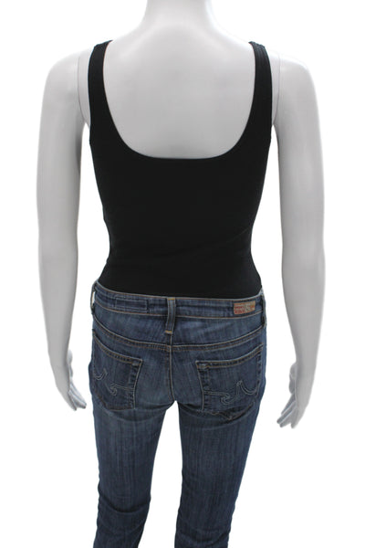 Naadam Women Sleeveless Square Neck One Piece Top Black Cashmere Blend Size M