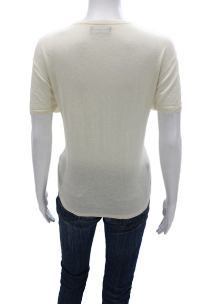 Naadam Womens 100% Cashmere Crew Neck Short Sleeve Basic T-Shirt White Size M