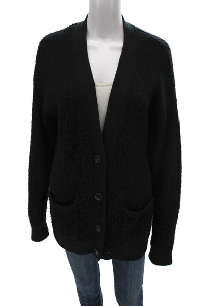 Naadam Unisex Black V-Neck Button Cashmere Wool Cardigan Long Sleeve Size L