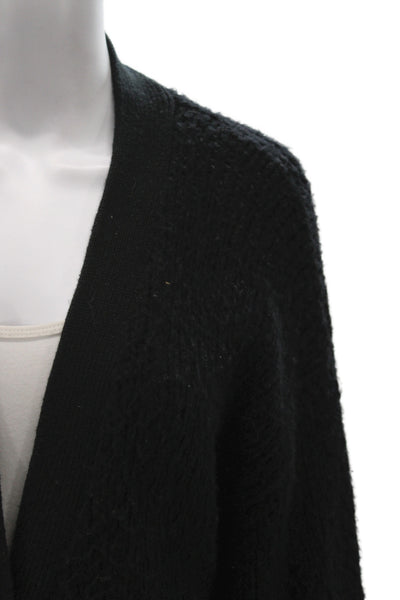 Naadam Unisex Black V-Neck Button Cashmere Wool Cardigan Long Sleeve Size L