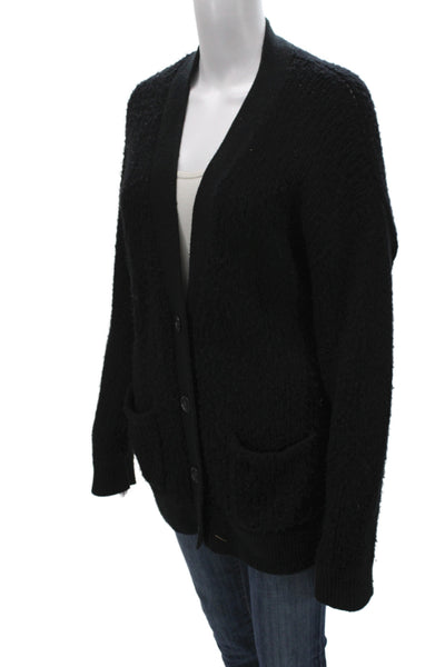 Naadam Unisex Black V-Neck Button Cashmere Wool Cardigan Long Sleeve Size L