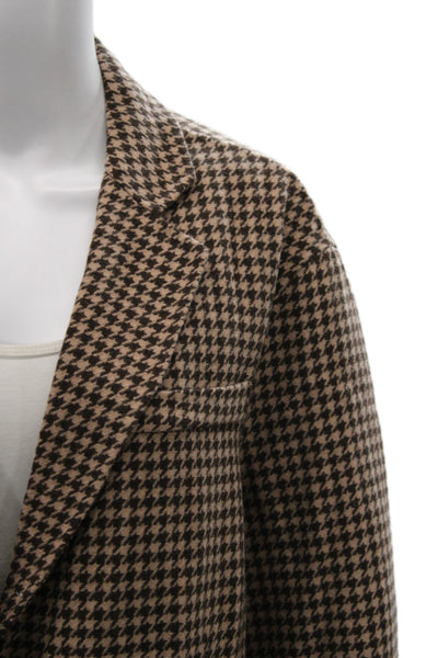 Maje Womens Check Wool Blend Blazer Collared Button Long Sleeve Size 0