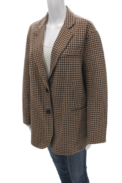 Maje Womens Check Wool Blend Blazer Collared Button Long Sleeve Size 0