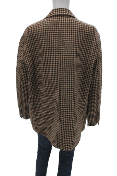 Maje Womens Check Wool Blend Blazer Collared Button Long Sleeve Size 0