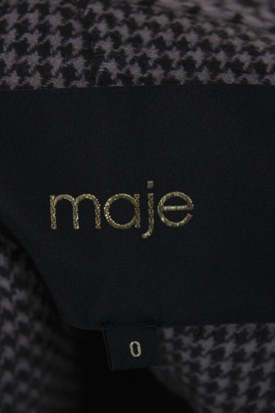 Maje Womens Check Wool Blend Blazer Collared Button Long Sleeve Size 0
