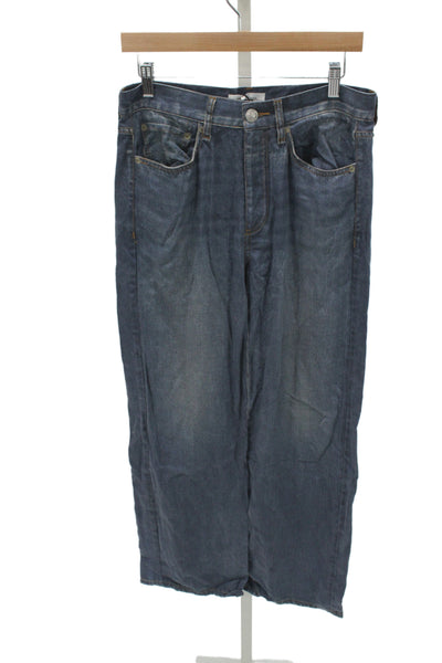 Rag & Bone Unisex Wide-Leg Dark Blue Tencel High Rise Jeans Size 26