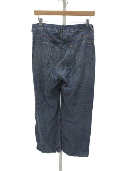 Rag & Bone Unisex Wide-Leg Dark Blue Tencel High Rise Jeans Size 26