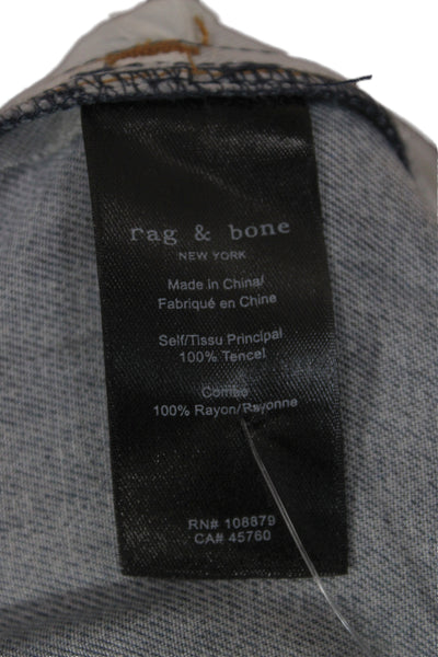 Rag & Bone Unisex Wide-Leg Dark Blue Tencel High Rise Jeans Size 26