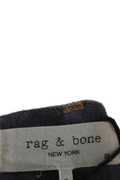 Rag & Bone Unisex Wide-Leg Dark Blue Tencel High Rise Jeans Size 26