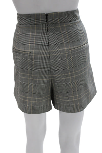 Tibi Women Wrap Skort Gray Plaid Wool Blend Size 8
