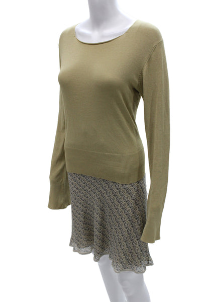 Max Studio Women A-Line Sleeveless Beige Silk Blend Sweater Set Size M