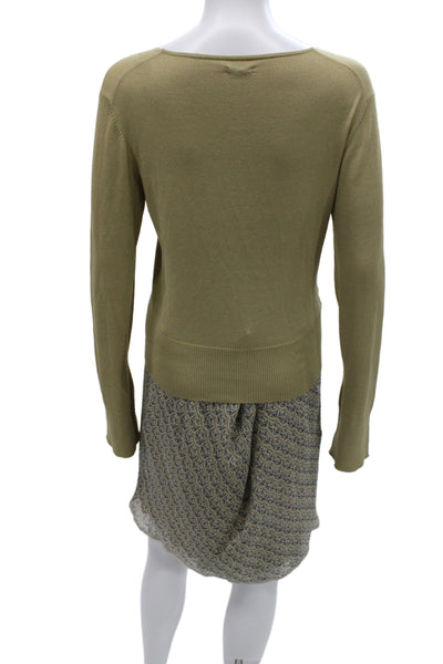 Max Studio Women A-Line Sleeveless Beige Silk Blend Sweater Set Size M